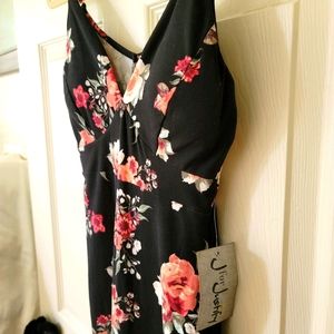 J for Justify Midi Black Floral Print Dress (S)